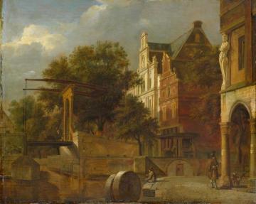 Cityscape with drawbridge Artwork by Jan van der Heyden