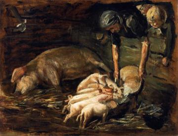 Pig Sty, Nursery Artwork by Max Liebermann