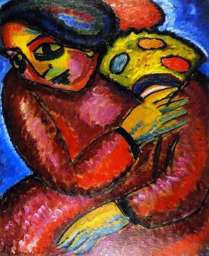Dance with Yellow Fan Artwork by Alexej Jawlensky