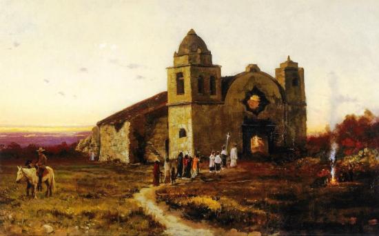 Carmel Mission On San Carlos Day Artwork by Jules Tavernier