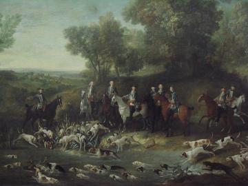 Louis Xv Chasing A Deer In The Forest Of Saint-germain Artwork by Jean-Baptiste Oudry