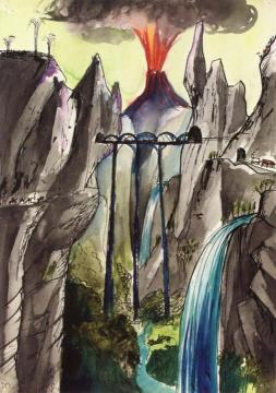 Picture Book for 'Muggeli' 14 (Mountains with Erupting Volcano) Artwork by Otto Dix