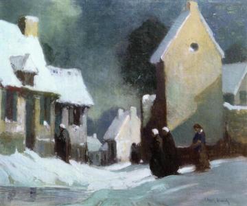 French Village At Night Artwork by Georges Ames Aldrich