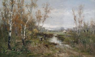 Autumn Landscape With A Birch Grove Artwork by Adolf Kaufmann
