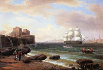 American Merchant Ship Entering Marseilles Artwork by Thomas Birch