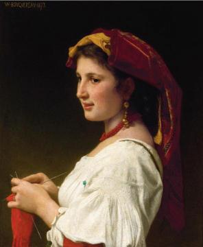 Knitting Artwork by William Adolphe Bouguereau