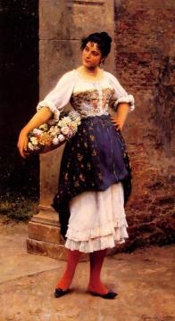 Venetian Flower Seller Artwork by Eugen Von Blaas