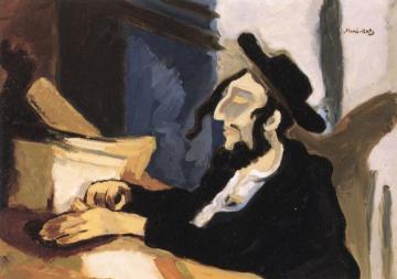 Studying Rabbi Artwork by Mané-Katz