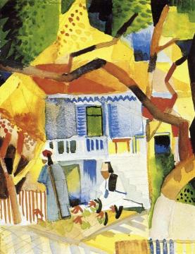 Courtyard Of A Villa At St. Germain Artwork by August Macke