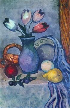 Fruit and Tulips Artwork by Ilya Mashkov