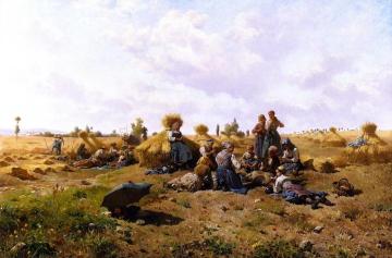 Harvest Scene Artwork by Daniel Ridgway Knight