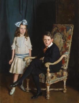Portrait Of Jean Mckelvie Sclater-booth And Her Brother Artwork by Harrington Mann