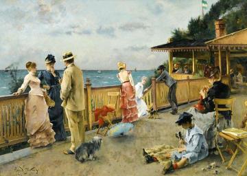 At the Seaside Artwork by Alfred Stevens