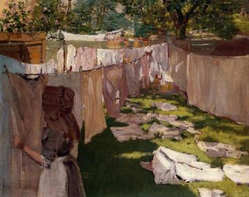 Wash Day - A Back Yard Reminiscence of Brooklyn Artwork by William Merritt Chase
