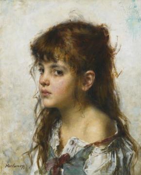 Portrait of a Young Girl Artwork by Alexei Harlamoff