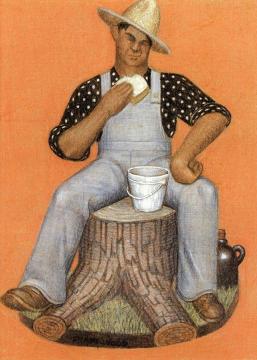 Hired Man Artwork by Grant Wood