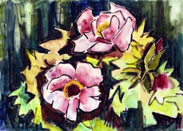 Japanese Peonies Artwork by Karl Schmidt Rottluff