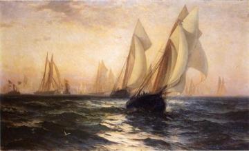 Ships in Harbor Artwork by Edward Moran