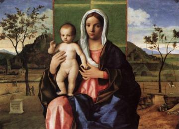 Madonna and Child Blessing Artwork by Giovanni Bellini
