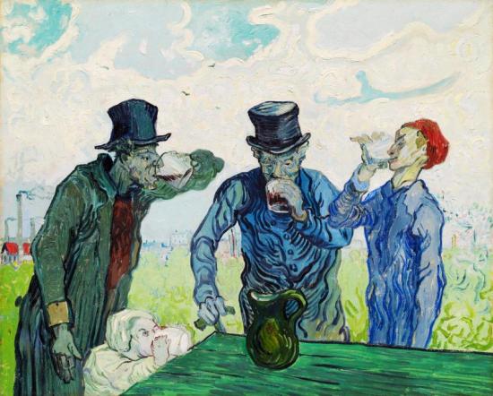 The Drinkers (after Daumier) Artwork by Vincent Van Gogh