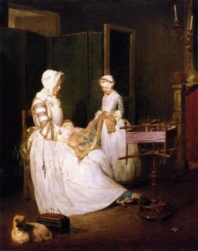 The Diligent Mother Artwork by Jean-Baptiste-Simeon Chardin