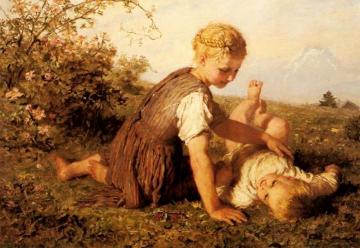 An Autumn Idyll Artwork by Karl Wilhelm Friedrich Bauerle