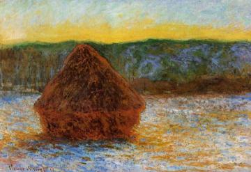 Grainstack, Thaw, Sunset Artwork by Claude Oscar Monet