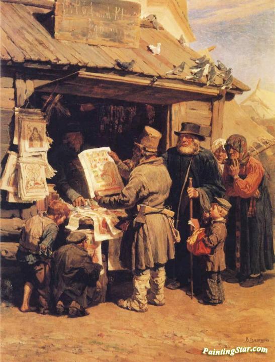 At a Bookseller's Artwork by Victor Mikhail Vasnetsov