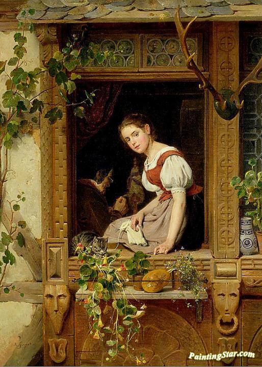 Dreaming On The Windowsill Artwork by August Friedrich Siegert