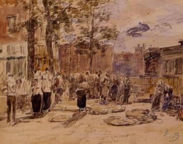 Market Scene Artwork by Eugène-Louis Boudin