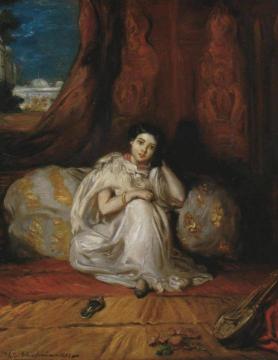 Jeune Fille Mauresque, Assise Dans Un Riche Intérieur Artwork by Theodore Chasseriau