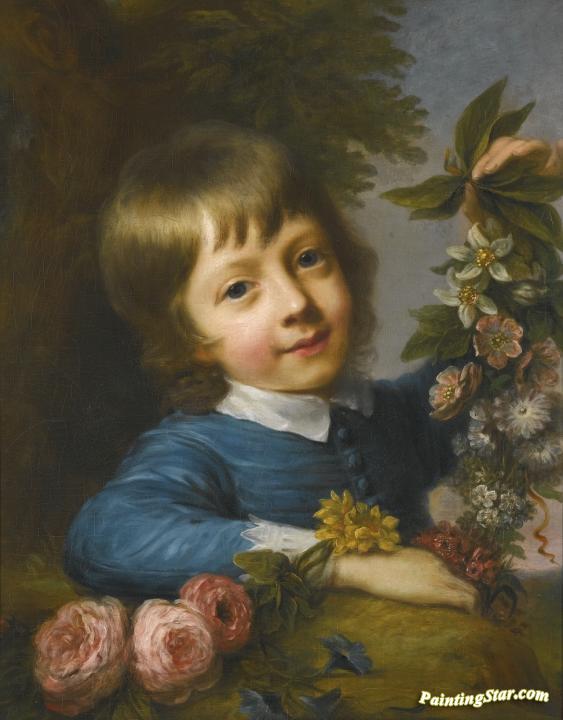 Boy With Flowers Artwork by Nathaniel Hone