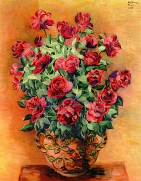 Roses in a Vase Artwork by Moise Kisling