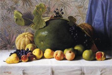 Watermelon, Cantaloupes, Grapes and Apples Artwork by George Hetzel