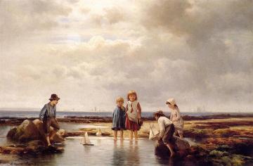 Little Sailors, Rockaway Beach Artwork by Edward Moran