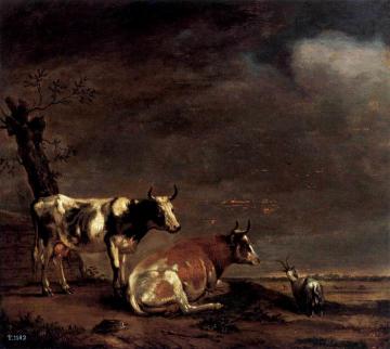 Landscape with Two Cows and a Goat Artwork by Paulus Potter