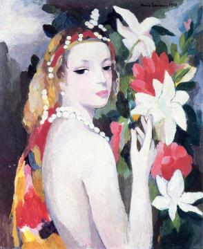 Young Girl With Flowers Artwork by Marie Laurencin