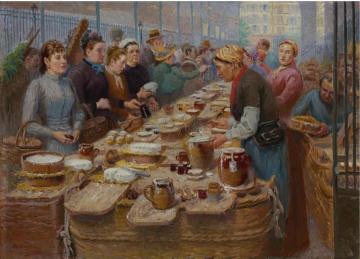Cream And Cheese Merchants Of Les Halles Artwork by Edouard-Jean Dambourgez