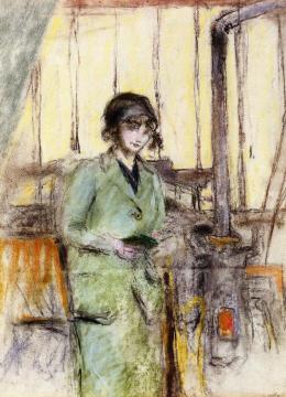 Young Woman Standing in the Studio Artwork by Edouard Vuillard