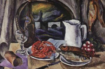 Still Life with Crayfish Artwork by Pyotr Konchalovsky