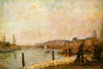 View of Rouen in Winter Artwork by Albert Lebourg