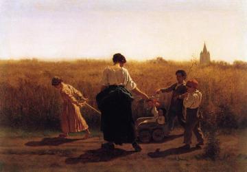 Copy after Jules Breton's 'Le Depart les Champs' Artwork by Eastman Johnson