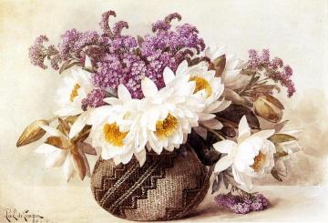 Flowers in an Indian Basket Artwork by Paul De Longpre