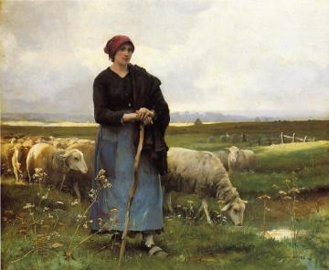 A Shepherdess with her Flock Artwork by Julien Dupre