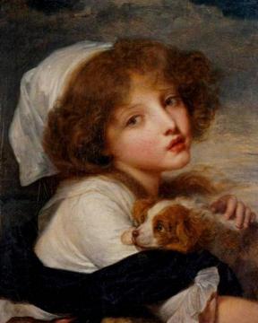 Young Girl with a Spaniel Artwork by Jean-Baptiste Greuze