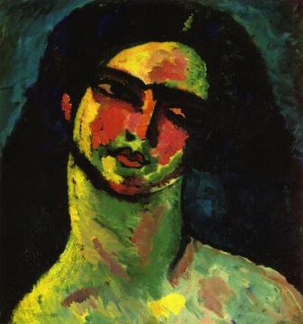 Head of An Italian Woman witih Black Hair from the Front Artwork by Alexej Jawlensky
