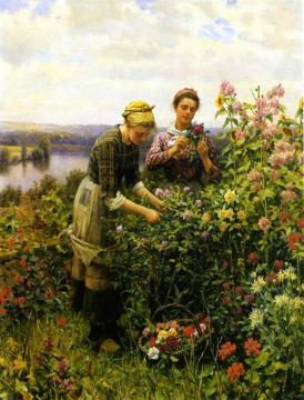 Flower Girls Artwork by Daniel Ridgway Knight
