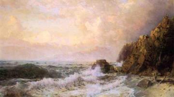 Rough Seas Near Snow Capped Mountains Artwork by William Trost Richards