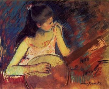 Girl with a Banjo Artwork by Mary Cassatt