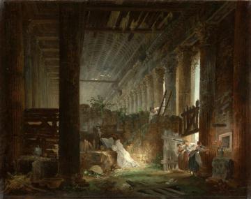 A Hermit Praying In The Ruins Of A Roman Temple Artwork by Hubert Robert